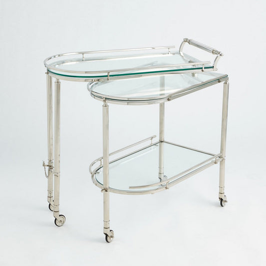 Global Views Folding Bar Cart in Polished Nickel