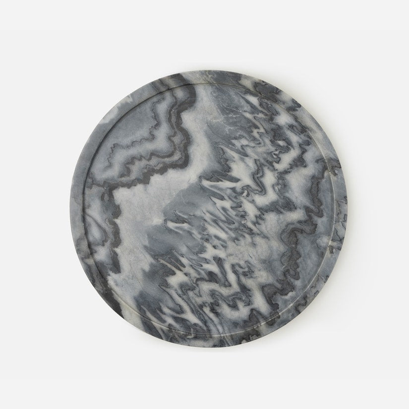 Blue Pheasant Portia Gray Marble 18" Lazy Susan