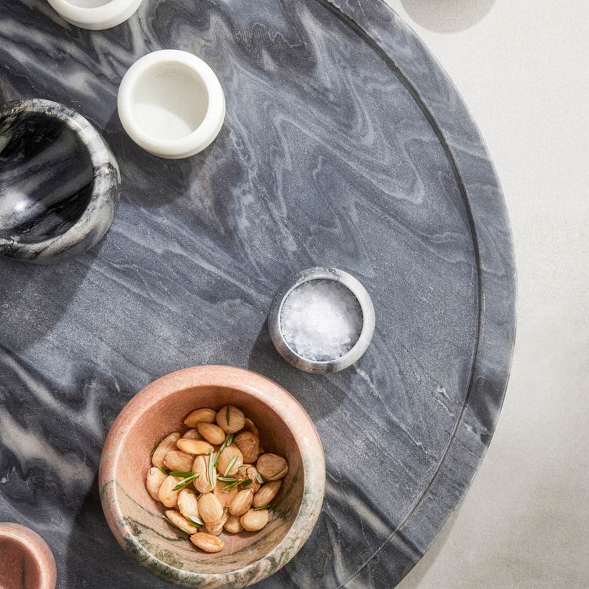 Blue Pheasant Portia Gray Marble 18" Lazy Susan