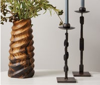 Blue Pheasant Quentin Square Base Candle Holders (Set of 2)