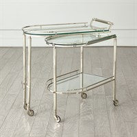 Folding Bar Cart in Polished Nickel