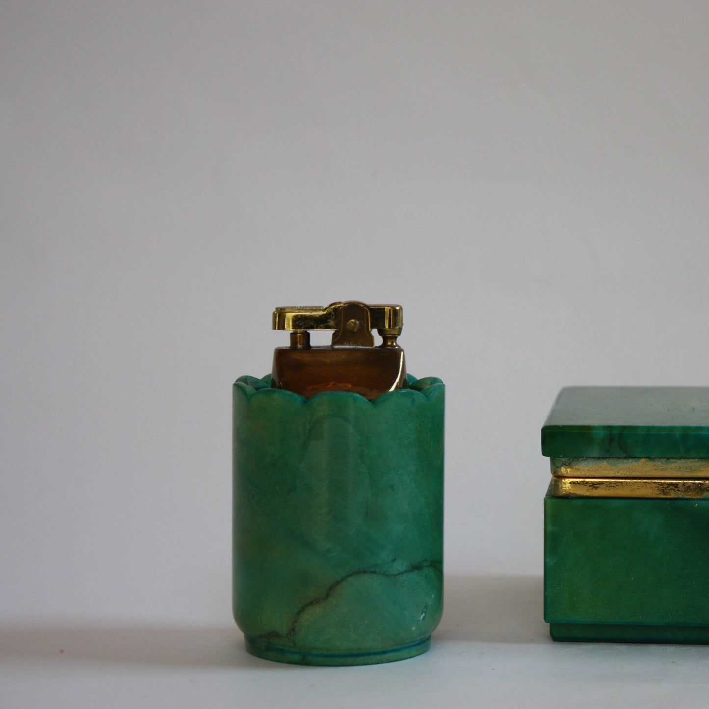Green Onyx Box and Table Lighter
