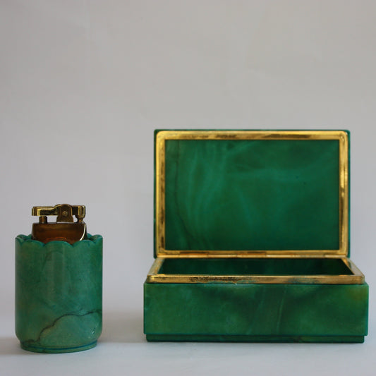 Green Onyx Box and Table Lighter