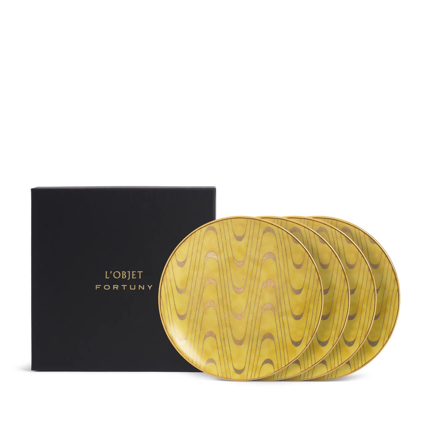 Set of 4 Fortuny Apollo Yellow Canape Plates