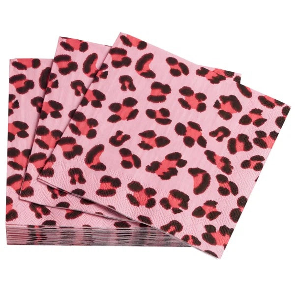 Annie Selke Leopard Hot Pink Cocktail Napkin