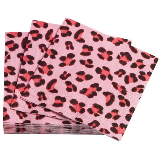 Annie Selke Leopard Hot Pink Cocktail Napkin