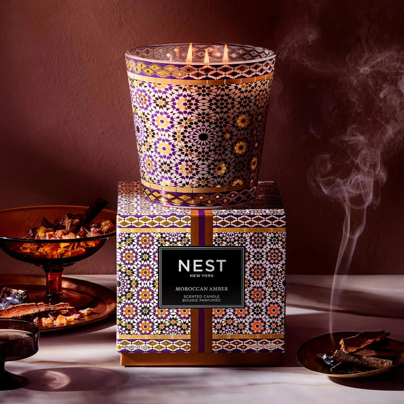 Nest Moroccan Amber Decorative 3-Wick Candle