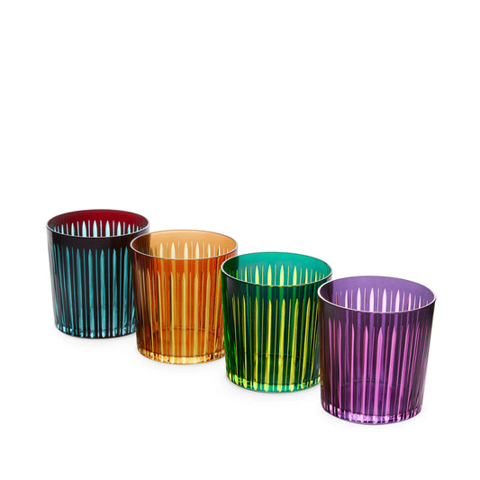 Set of 4 Assorted Prism Double Old Fashioned Glasses