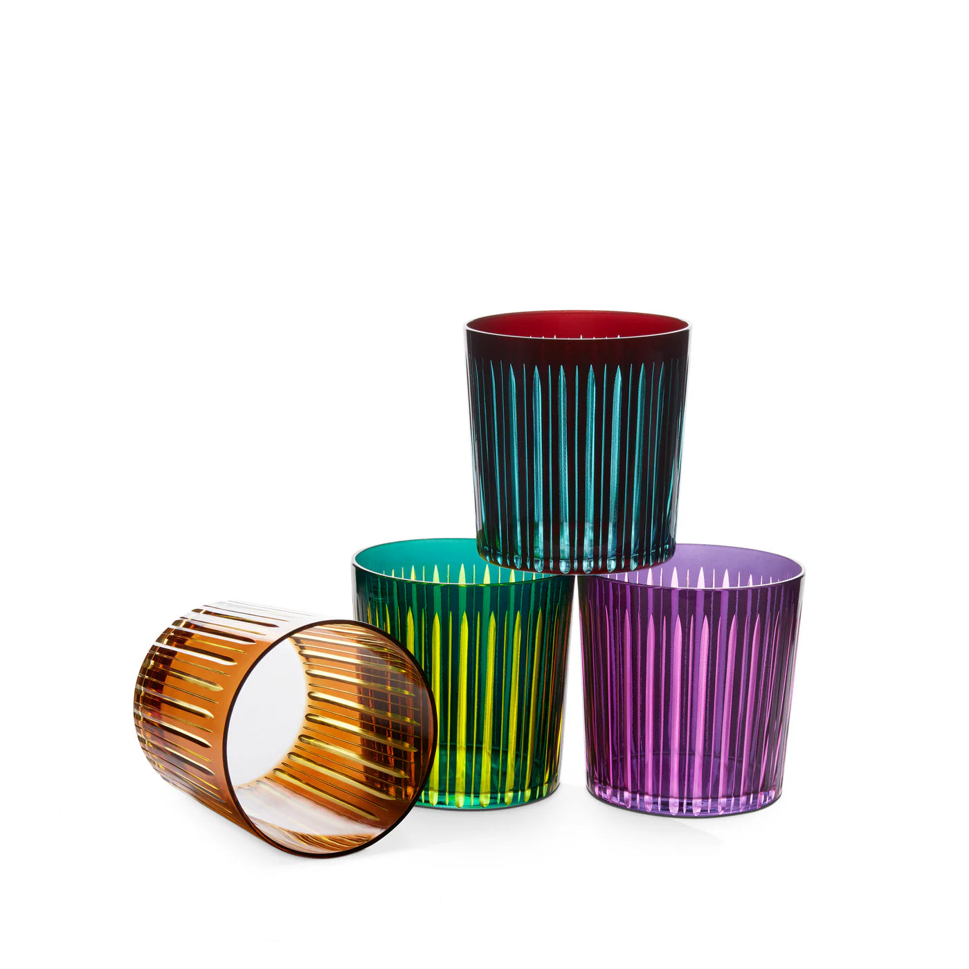 Set of 4 Assorted Prism Double Old Fashioned Glasses