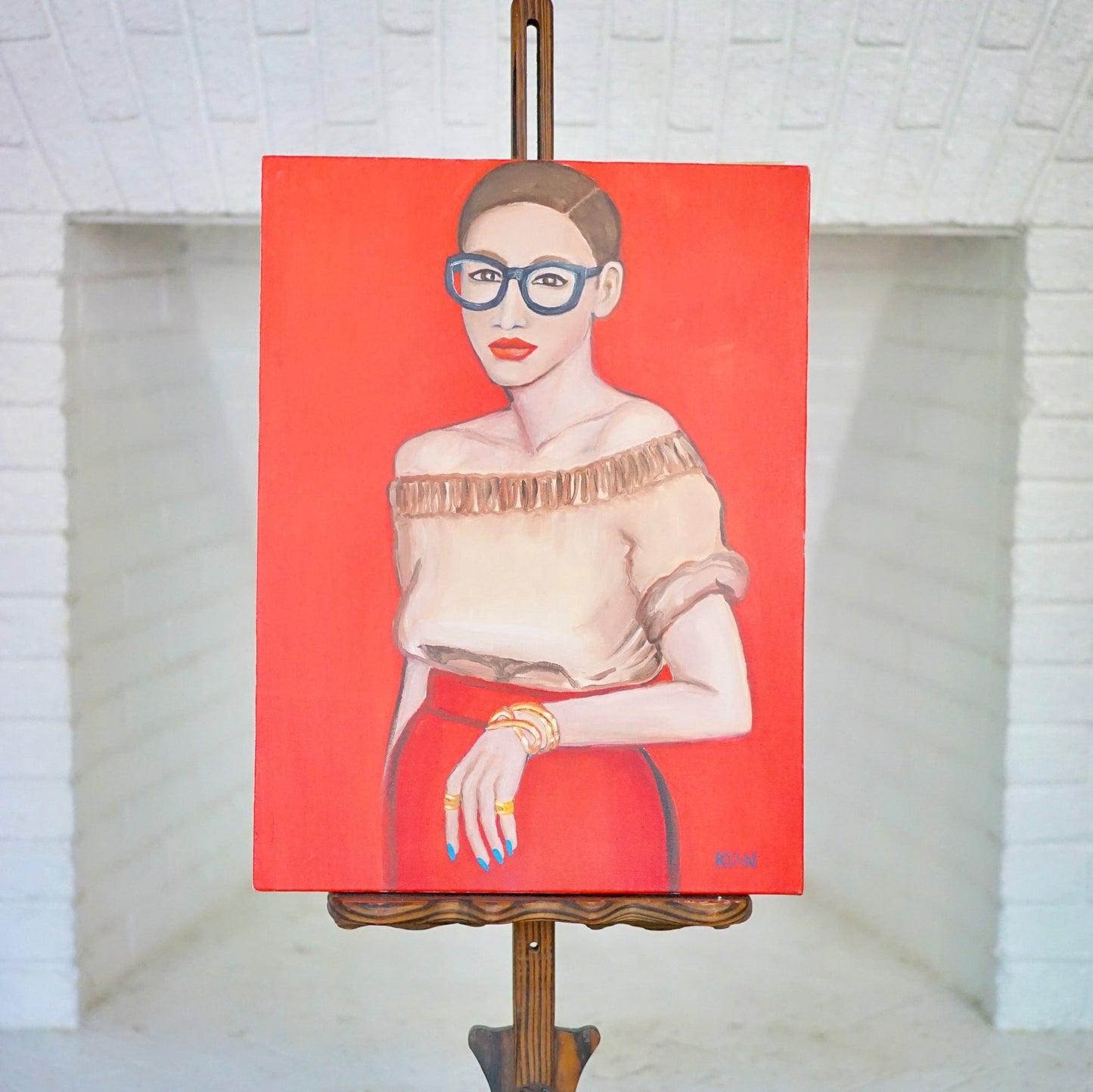Rachael Ryan “Lady in Red” Oil on Canvas