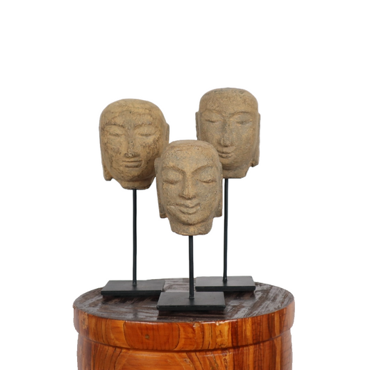 Stone Buddha Head and Stand