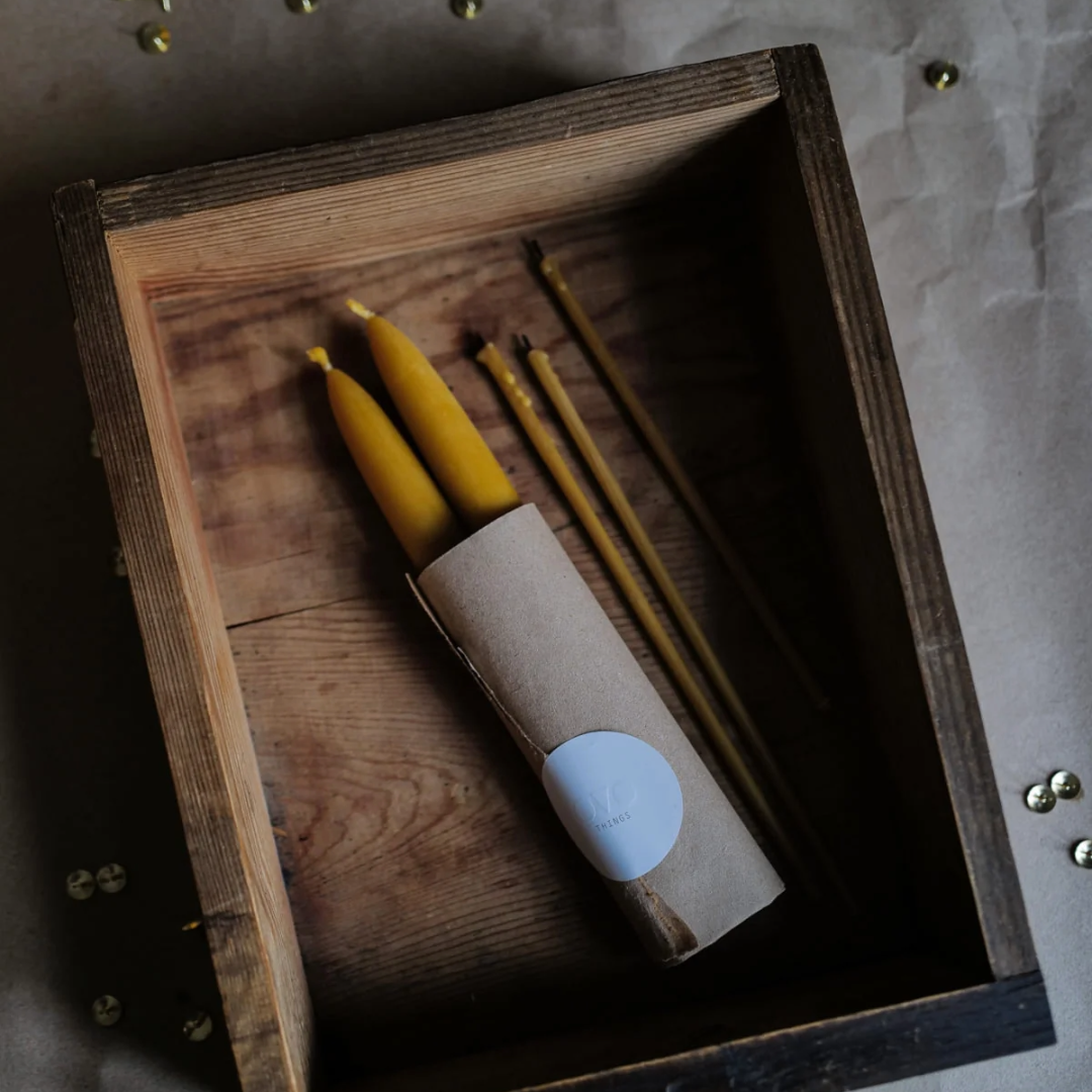 Classic Beeswax Taper Candles (Set of 2)