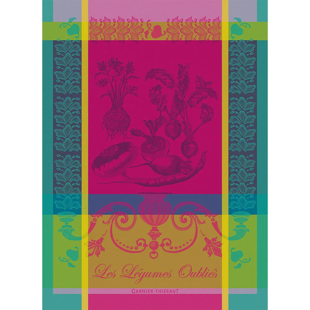 Legumes Oublies Fuchsia Jacquard Kitchen Towel