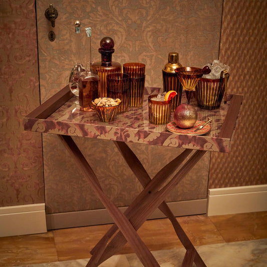 Set of 4 Amber Prism Double Old Fashioned Glasses