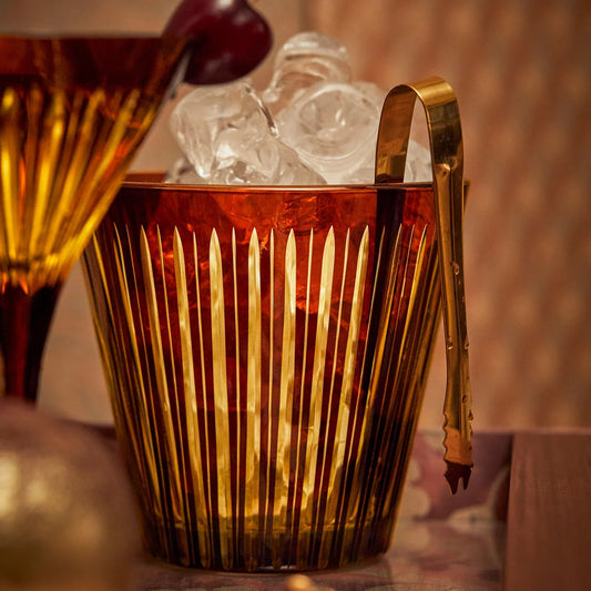 Amber Prism Ice Bucket and Tongs