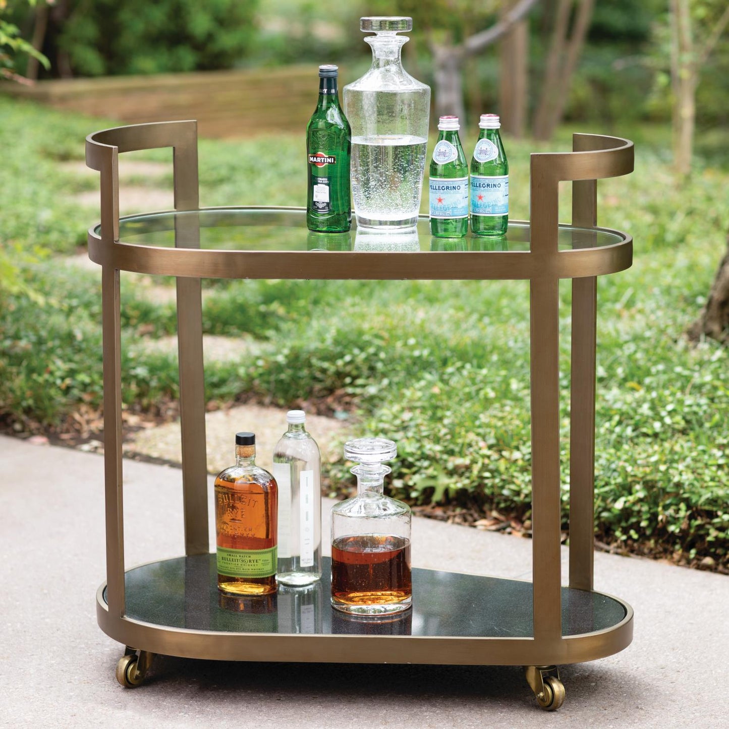 Global Views Regan Antique Brass Bar Cart