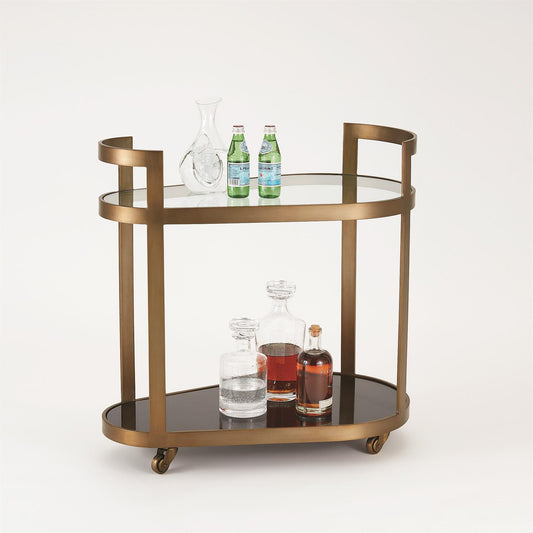 Global Views Regan Antique Brass Bar Cart