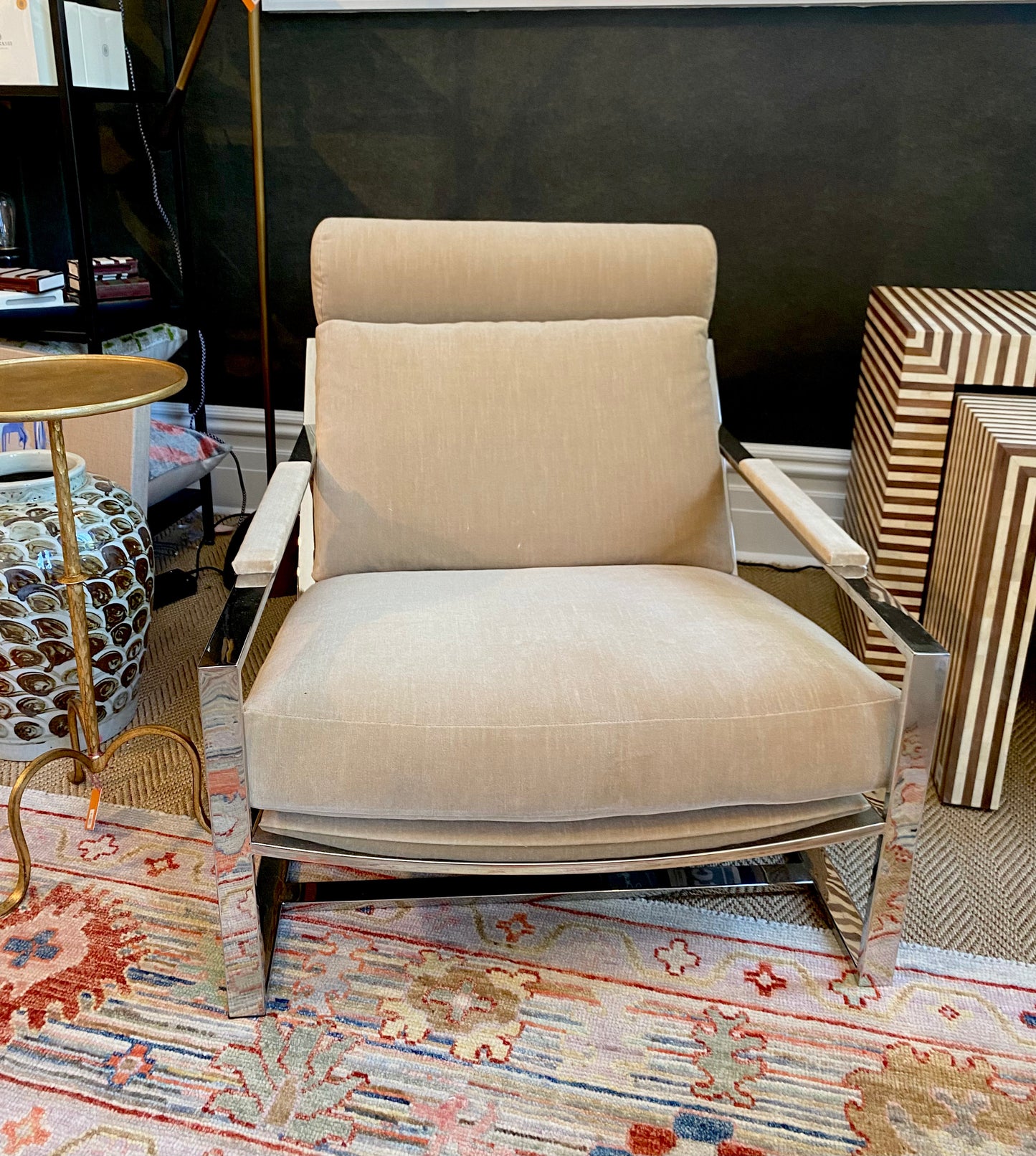 Thayer Coggin Camel Velvet Cruisin' Lounge Chair