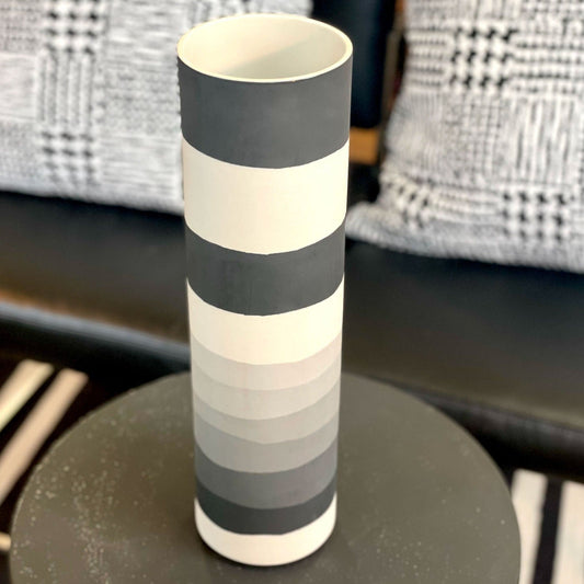 Tall Greyscale Vessel by Jowdy Studio
