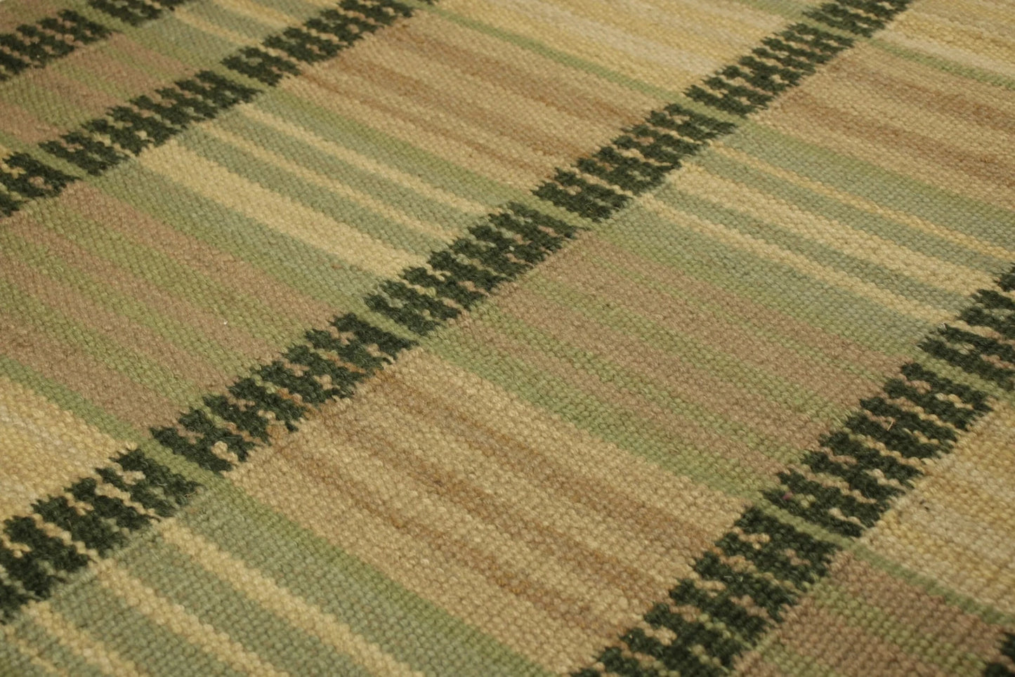 Green and Beige Geometric Scandinavian Rug