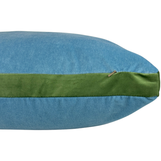 Light Blue and Green Velvet Box Pillow