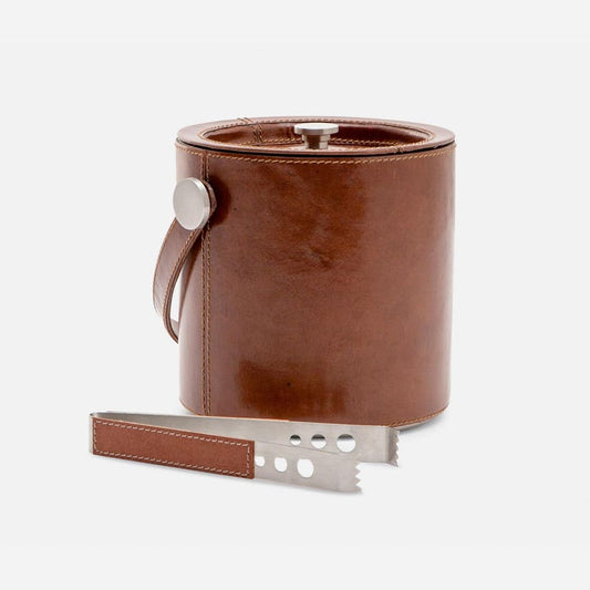 Bristol Leather Ice Bucket with Tongs