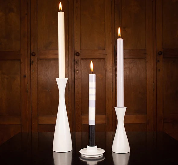 British Colour Standard Tall Pearl White Candleholder