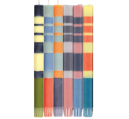 British Colour Standard Striped Candles (Set of 6)