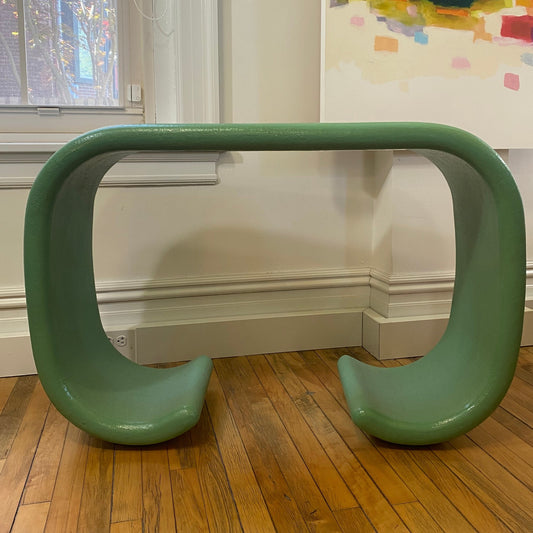 1970 Lacquered Linen Jade Console Table