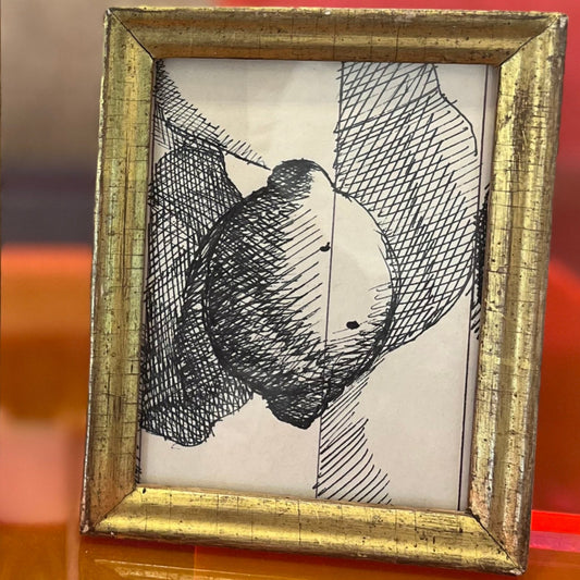 Lemon Drawing by Unknown Artist with Antique Frame