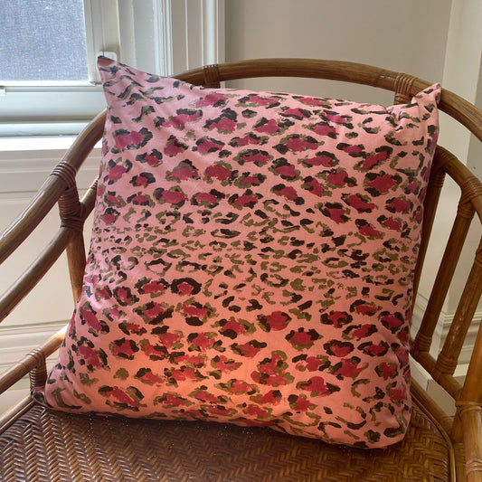 Pink Leopard Square Pillow
