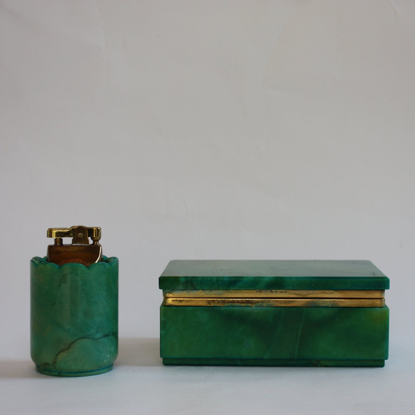 Green Onyx Box and Table Lighter