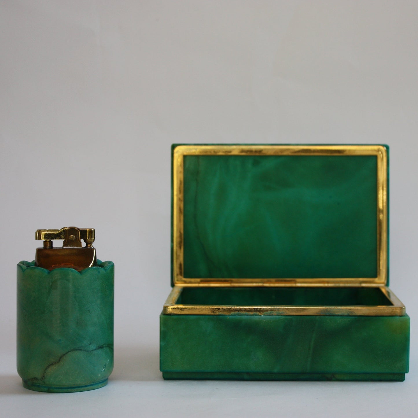 Green Onyx Box and Table Lighter