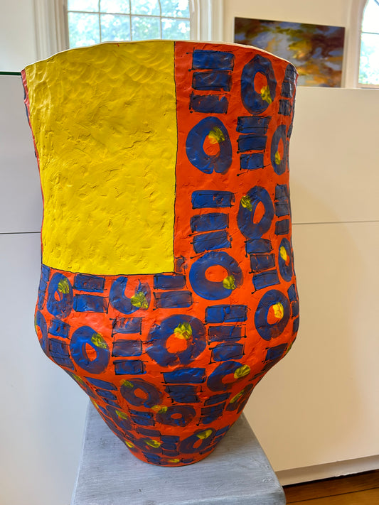 Orange Mudcloth Vase by Marce Nixon-Washington