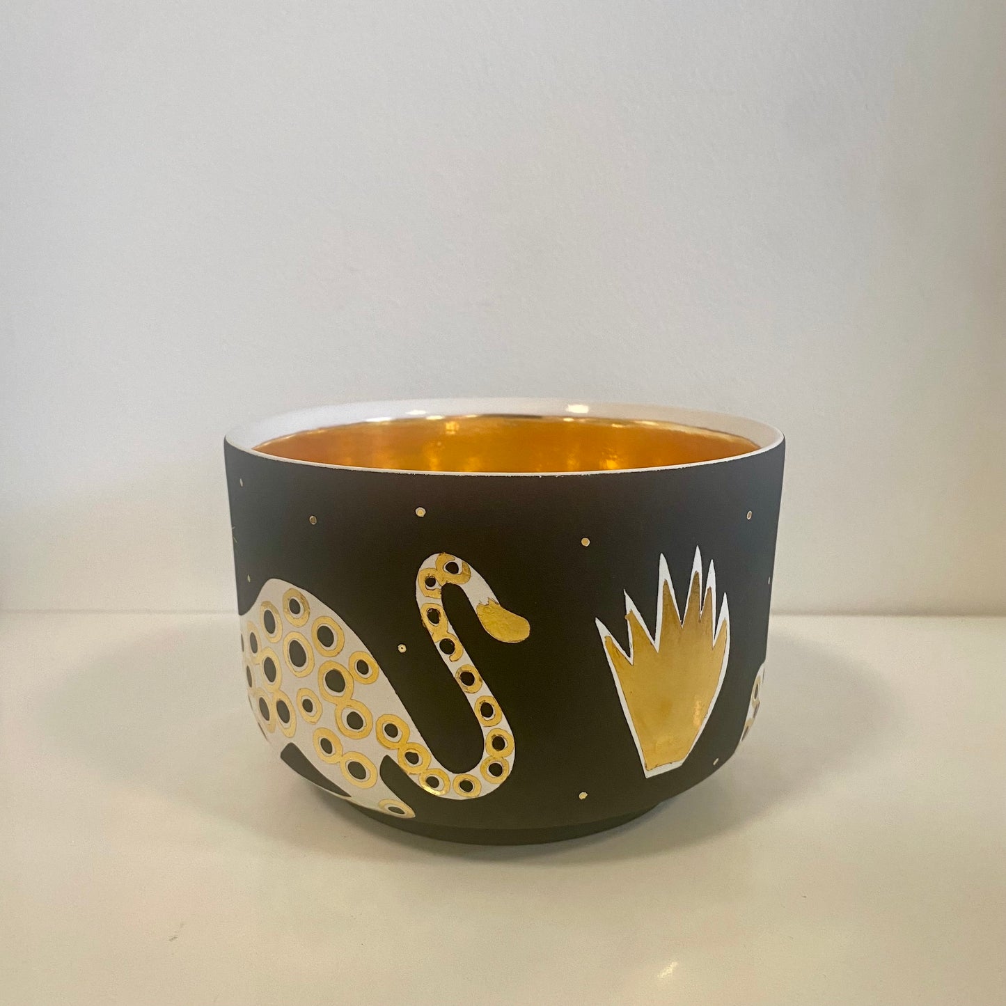Waylande Gregory Small Chubby Leopard Bowl in Black