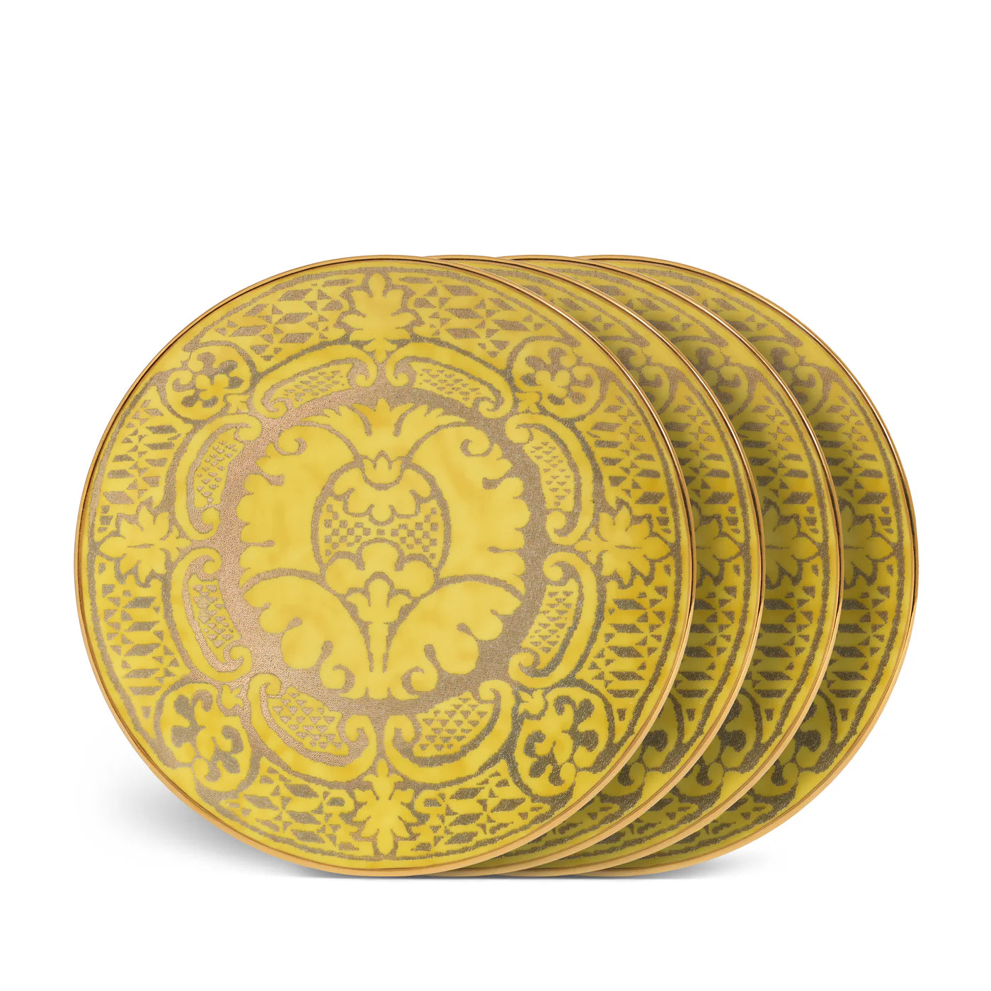 Set of 4 Fortuny Orsini Yellow Dessert Plates