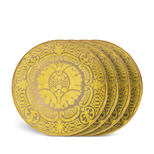 Set of 4 Fortuny Orsini Yellow Dessert Plates