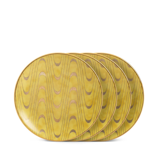 Set of 4 Fortuny Apollo Yellow Canape Plates