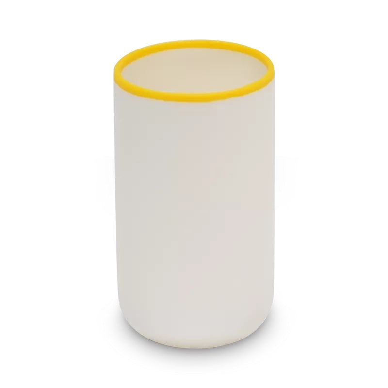 LIGNE Cylinder Vase in White with Sunshine Yellow Rim