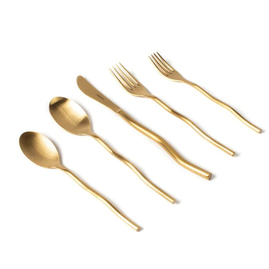 5 Piece Cutlery Set in Matte Gold