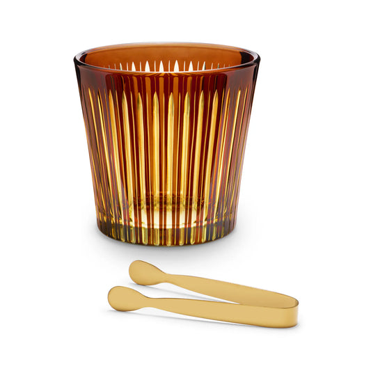 Amber Prism Ice Bucket and Tongs