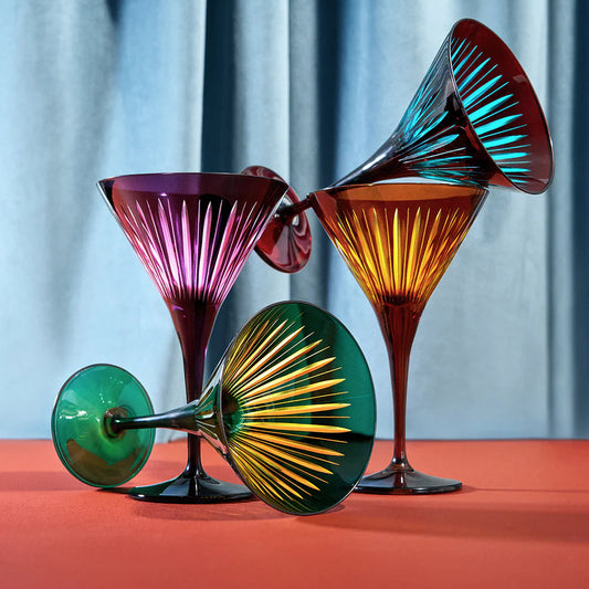 Set of 4 Assorted Prism Martini Glasses