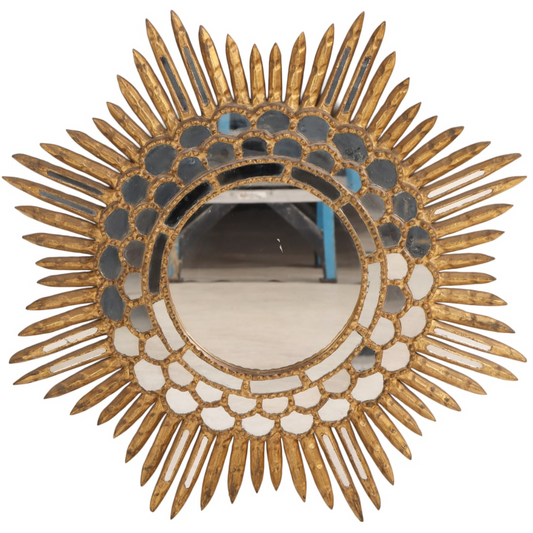 Carved Giltwood Starburst Mirror