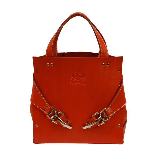 Orange Leather Soigné Tote Bag