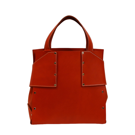 Orange Leather Soigné Tote Bag