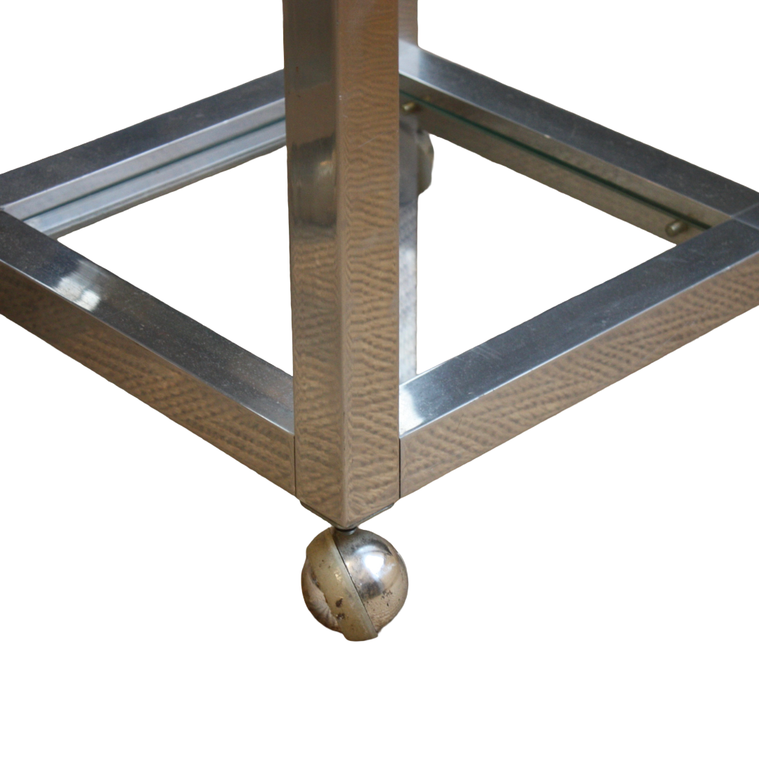 Milo Baughman Style Chrome Bar Cart