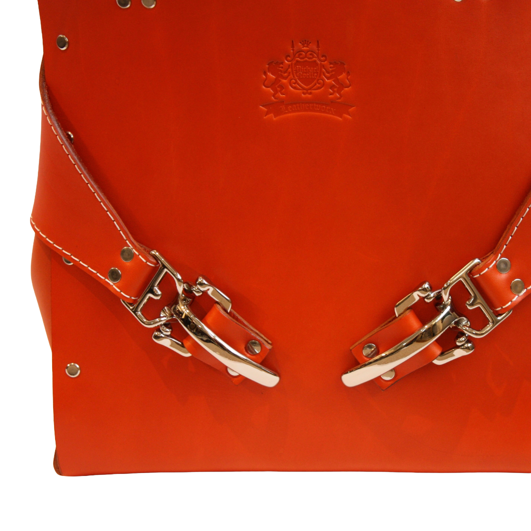 Orange Leather Soigné Tote Bag