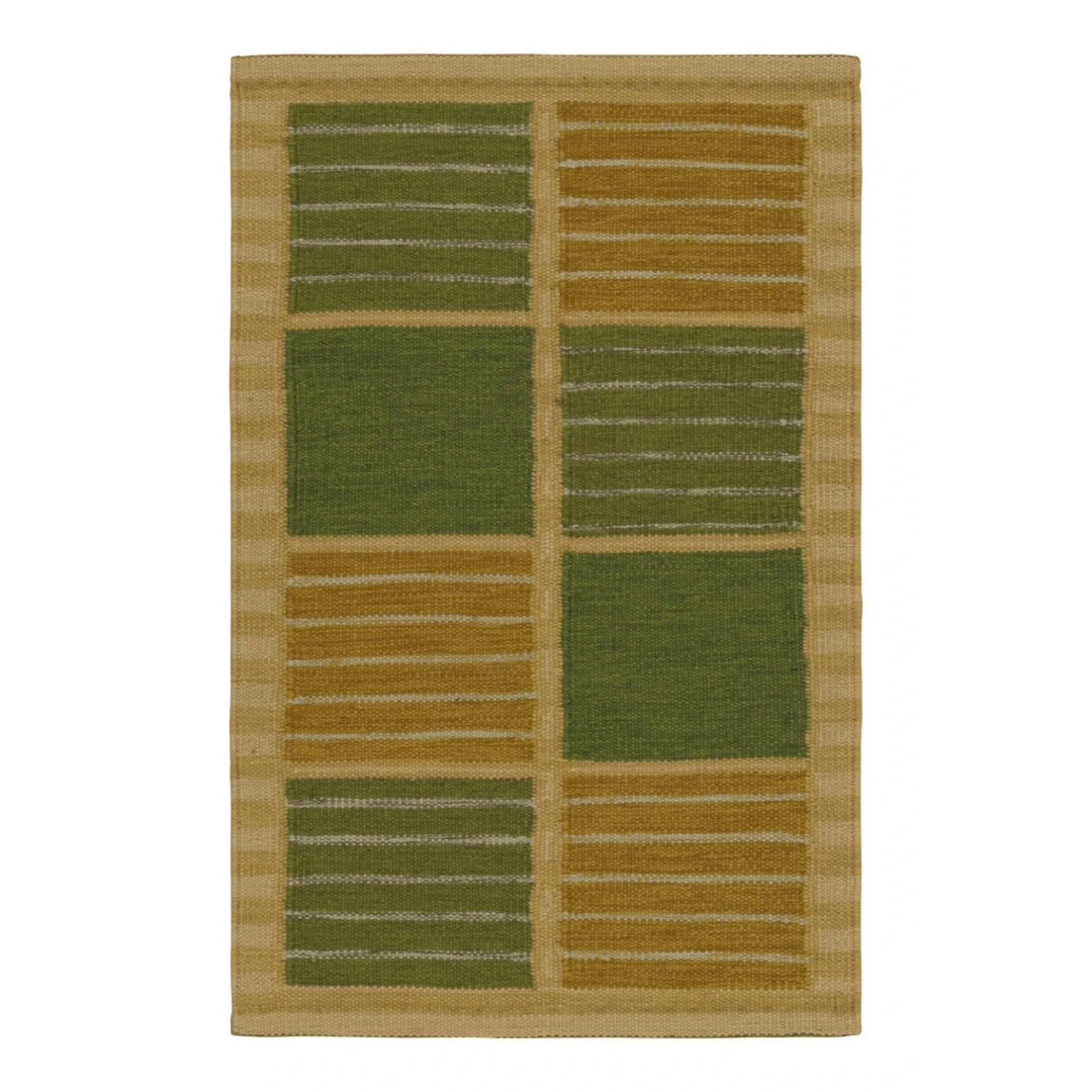 Green and Yellow Geometric Scandinavian Rug