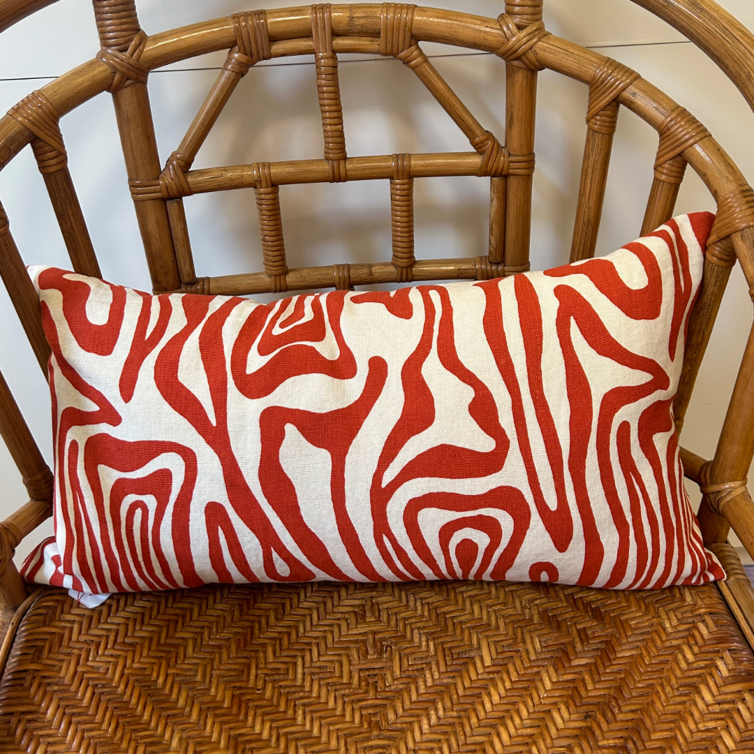 Orange and Ivory Lumbar Pillow