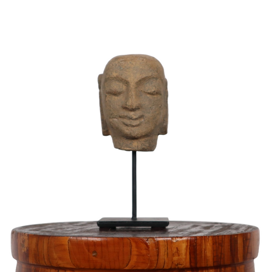 Stone Buddha Head and Stand